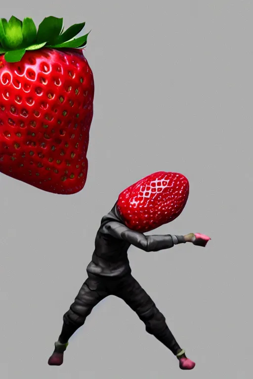 Prompt: strawberry ninja, concept art, octane render