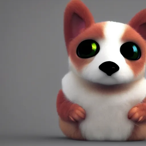 Prompt: corgi furby, digital render, detailed