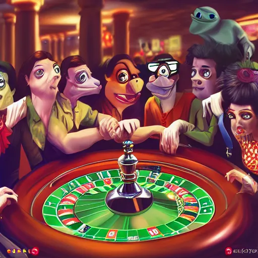 Image similar to pepe crowd in casino, gambling, casino, detailed, artstation