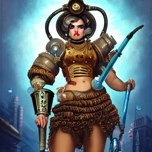 Image similar to lofi underwater bioshock steampunk portrait of a gladiator, Pixar style, by Tristan Eaton Stanley Artgerm and Tom Bagshaw.