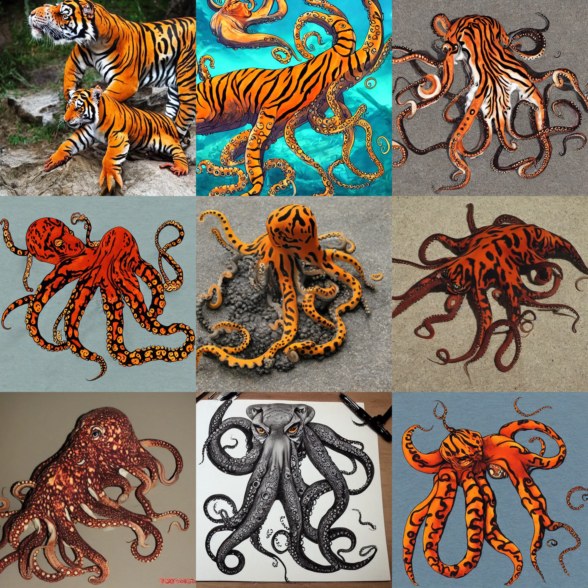 Prompt: octopus tiger mutant