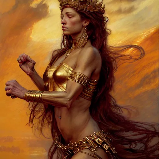 Image similar to highly detailed portrait of a majestic lioness queen in the form of a beautiful woman. d & d. art by donato giancola, eugene delacroix, ruan jia, gaston bussiere. trending on artstation, intricate details, energetic composition, golden ratio, concept art, illustration, elegant art, global illuminaition