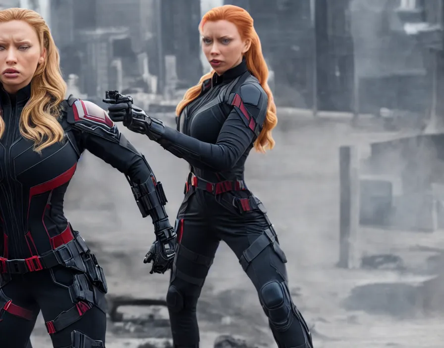 Prompt: movie still of lindsey pelas as black widow, directed by russo brothers, 4 k hd, oscar winning, high detail