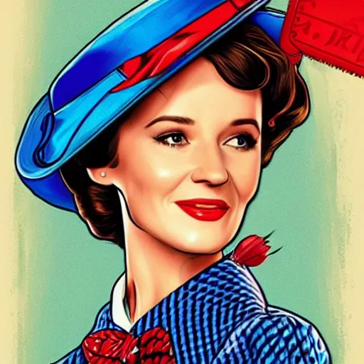 Prompt: mary poppins gta 5 cover art