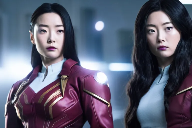 Image similar to live action film still of asami in the new marvel movie, cinematic lighting