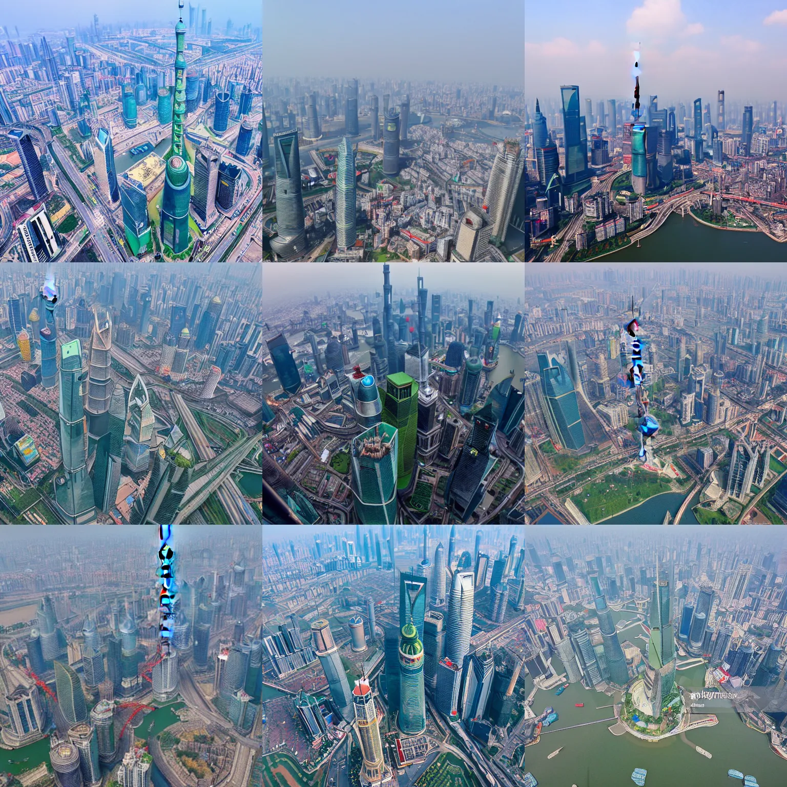 Prompt: Shanghai city view from the sky