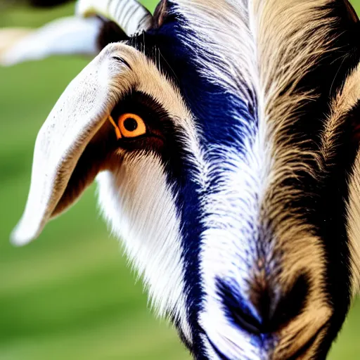 Prompt: a goat with the eyes in the front