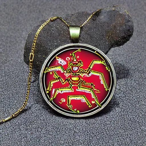 Prompt: chinese metal necklace metroid