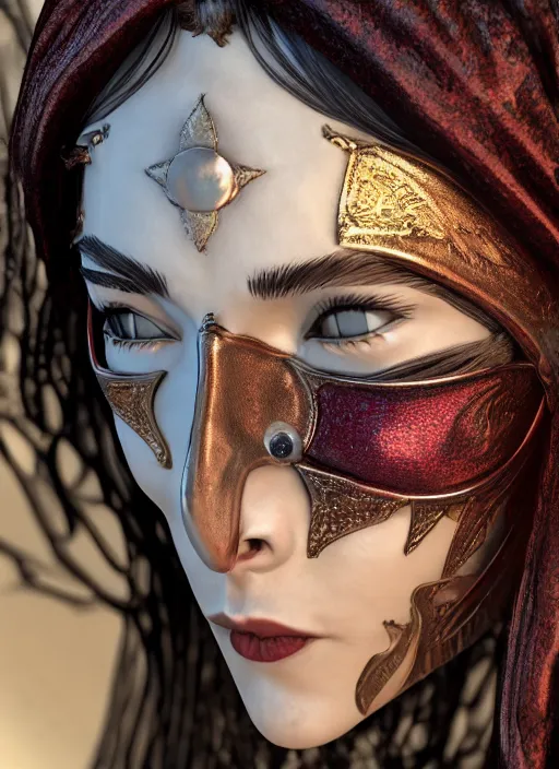 Prompt: textless hyper ornate wiccan photorealistic mask, highly detailed, lifelike, photorealistic, diffuse lighting, hdrp render, artstation, unreal 5, smooth, sharp focus, art by victoria frances