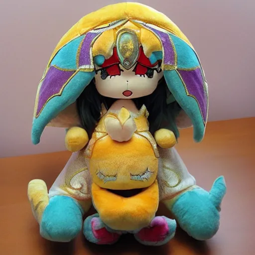 Prompt: cute fumo plush of a sun goddess, holy deity