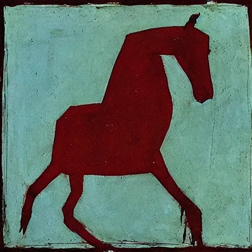 Prompt: “red horse by Bill Traylor”