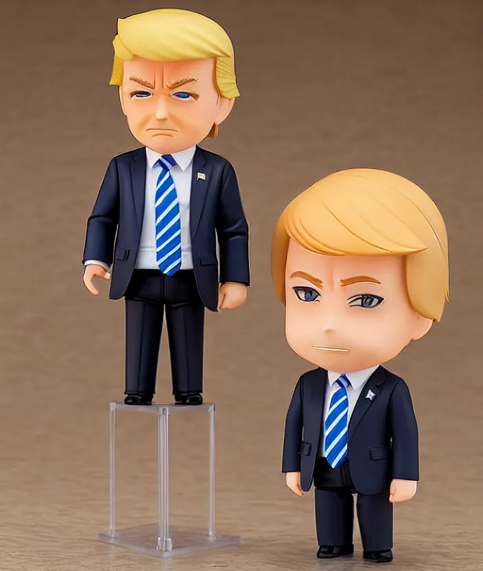 Image similar to singular donald trump nendoroid, well - designed, proportional, realistic lighting