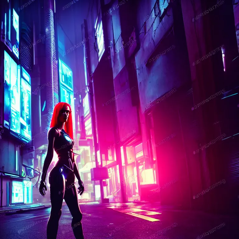 Prompt: cyberpunk girl in a cyberpunk street, night, cinematic lighting, very detailed