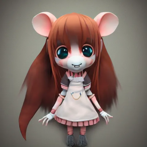 Image similar to cute fumo plush of a rat girl, chibi, artstation design contest winner, silhouette, vray