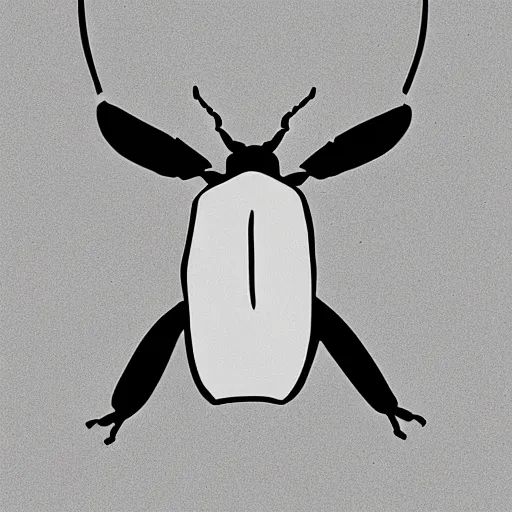 Prompt: monochromatic illustration of a beetle, one line, line drawing, unbroken, minimalist, white background, black and white