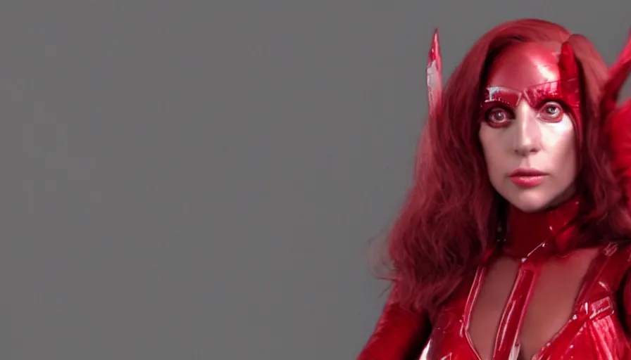 Image similar to screenshot of lady gaga as the scarlet witch in wandavision High resolution. Highly detailed. Dramatic. 8k.4k.