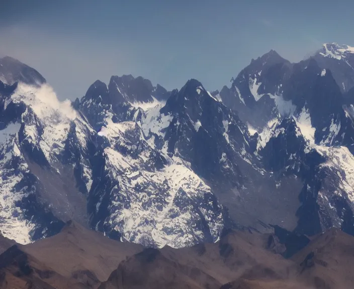 Prompt: 4 k hd, high detail photograph of andes mountains, shot with sigma f / 4. 2, 2 5 0 mm sharp lens, wide shot, volumetric lighting, high level texture render, unreal engine