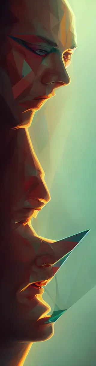 Prompt: a post - minimalism portrait of a magical triangle glass forehead, extremely long forehead being sucked into void, with very long legs vibrant color scheme, highly detailed, in the style of romanticism, cinematic, artstation, moebius, greg rutkowski