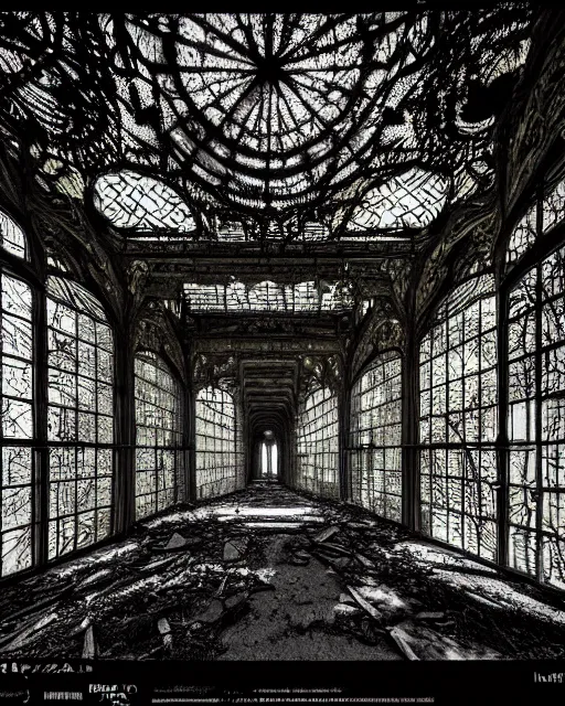 Image similar to a beautiful hyperdetailed rendering of pathway urbex city unfinished building building abandoned nature by louis sullivan, galactic hyperrealism myst at night reclaimed by nature magic realism darkacademia tokyo thermal imaging infrared sea, archdaily, wallpaper, highly detailed, trending on artstation.