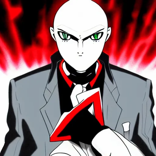 Image similar to Agent 47 in a scene from neon Genesis Evangelion, trending on pixiv, black ink, complex detail