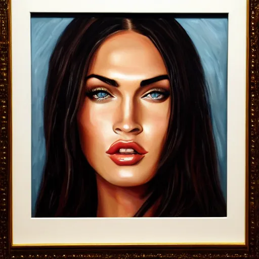 Image similar to a portrait of megan fox, oil painting
