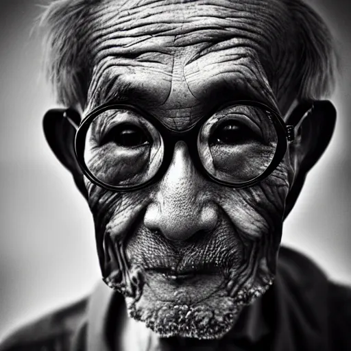 Prompt: a character portrait photo of an old japanese man, flickr contest winner, neo-expressionism, art photography, hyperrealism, chiaroscuro, anamorphic lens flare, shallow depth of field, photo taken with provia, 24mm, f1.8, by Filip Hodas, by Andrew Domachowski