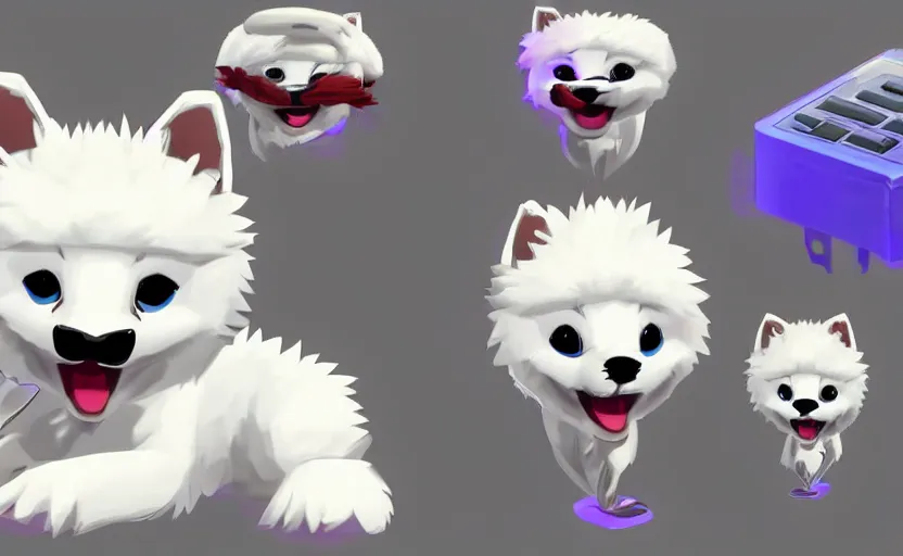 Prompt: a video game mascot based on a samoyed