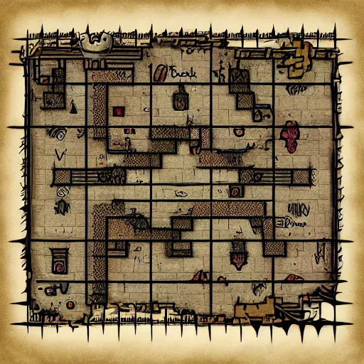 Prompt: dungeon map by dysonlogos instagram, high resolution