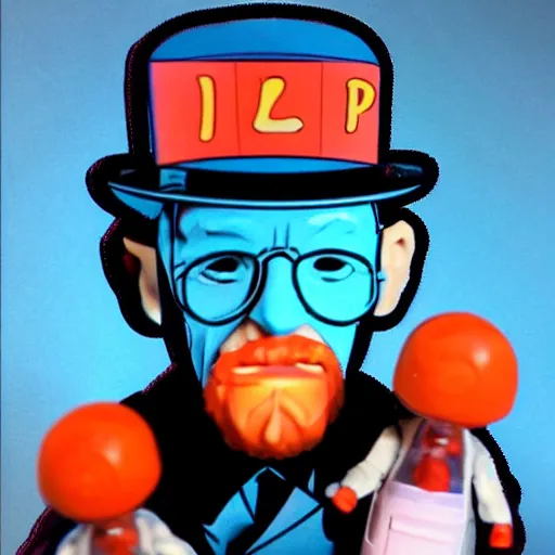 Prompt: werner karl heisenberg cooking crystal meth, play centre, stop motion vinyl action figure, plastic, toy, butcher billy style