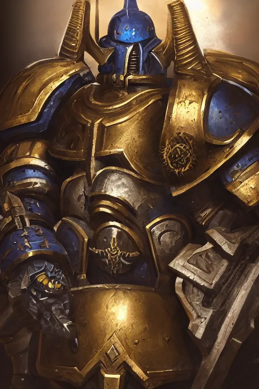 Image similar to armor portrait heros warhammer 4 0 k horus heresy fanart - the primarchs emperor by johannes helgeson animated with vfx concept artist & illustrator global illumination ray tracing hdr fanart arstation zbrush central hardmesh 8 k octane renderer comics stylized