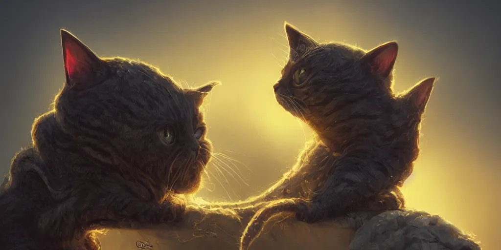 Image similar to cat - baby cthulhu, golden hour, fantasy, sharp focus, digital art, hyper realistic, 4 k, unreal engine, highly detailed, hd, dramatic lighting by brom, trending on artstation, new cats movie