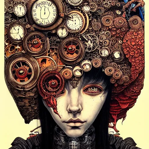 Image similar to portrait painted in jacek yerka style drawn by vania zouravliov and takato yamamoto, inspired by cyberpunk, intricate acrylic gouache painting, high detail, sharp high detail, artstation