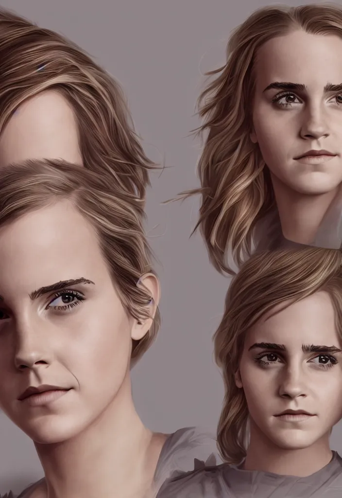 Image similar to highly detailed illustration, character portrait of Emma Watson, digital art by Alex Ross and Moebius 4k, 8k, HD