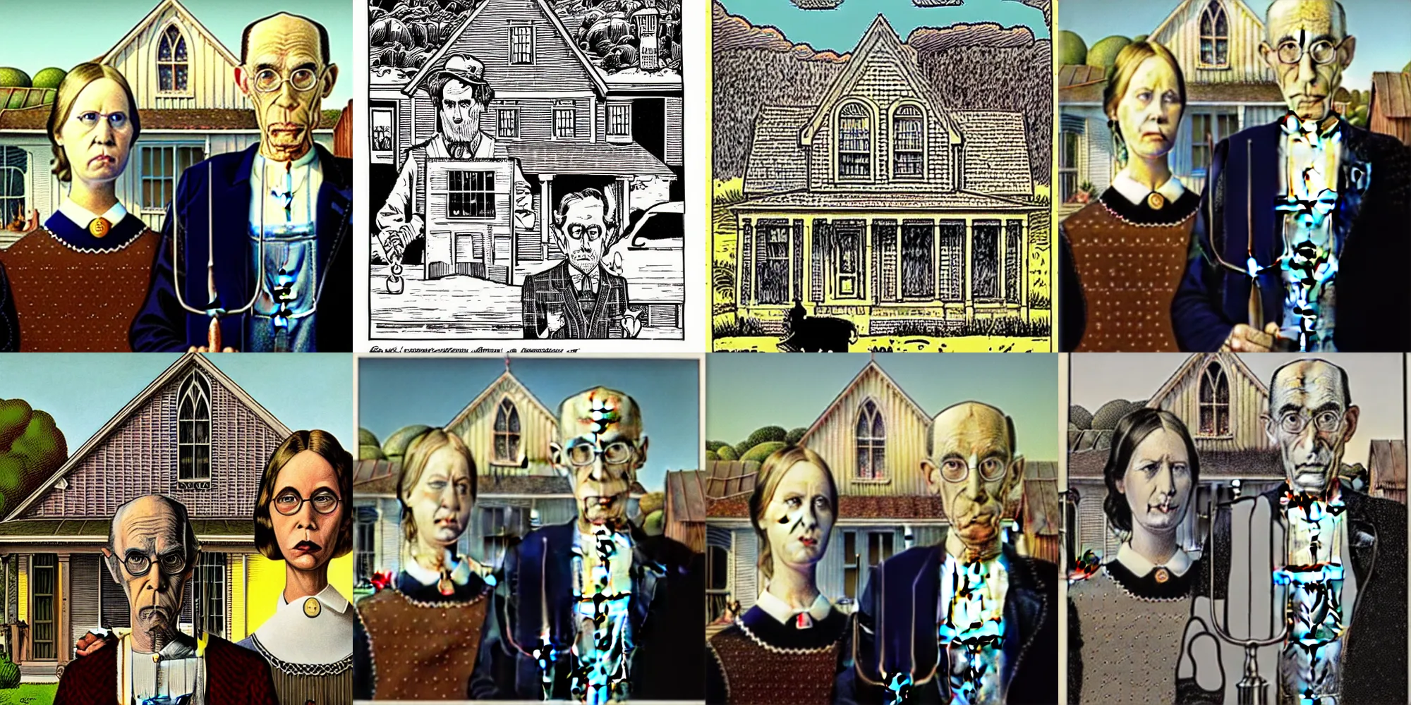 Prompt: American Gothic comic art by Robert Crumb