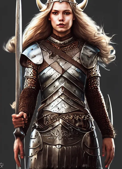 Prompt: photo of a gorgeous viking queen in armor in the style of stefan kostic, realistic, sharp focus, 8 k high definition, insanely detailed, intricate, elegant, art by stanley lau and artgerm