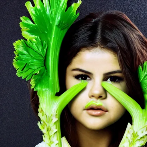 Image similar to selena gomez as celery monster