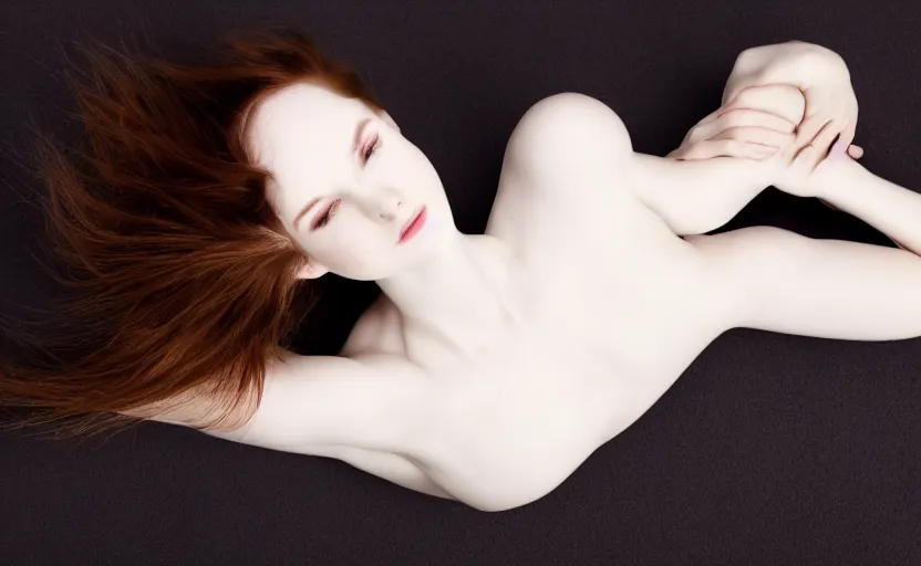 Image similar to human body and head and hair, posing, sss, white solid, pale skin