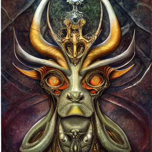 Image similar to detailed and sharp taurus artwork, mystic style, detailed, 8 k, detailed, symmetrical, by brian froud