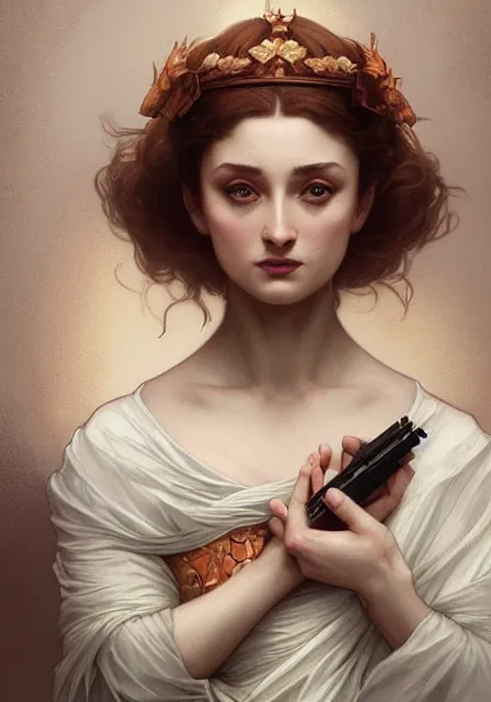 Image similar to sansa killer, intricate, elegant, highly detailed, digital painting, artstation, concept art, smooth, sharp focus, illustration, art by artgerm and greg rutkowski and alphonse mucha and william - adolphe bouguereau