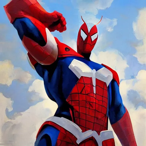 Prompt: greg manchess portrait painting of partially armored ultraman spiderman as overwatch character, medium shot, asymmetrical, profile picture, organic painting, sunny day, matte painting, bold shapes, hard edges, street art, trending on artstation, by huang guangjian, gil elvgren, ruan jia, greg rutkowski, gaston bussiere