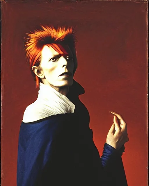 Image similar to david bowie as morpheus by jean auguste dominique ingres