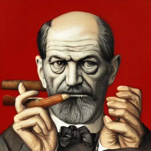 Image similar to portrait of sigmund freud morphed with a monkey smoking a cigar, hyper detailed face