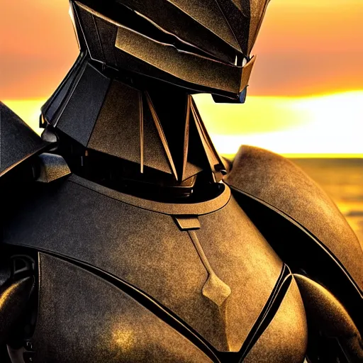 Prompt: chest up bust shot, realistic detailed stunning beautiful armored anthropomorphic humanoid robot female dragon, looking to the side with an elegant pose, smooth and streamlined armor and design made of steel, sharp claws and sharp teeth, high quality head, Slick LEDs, standing on two legs, on the beach during sunset, high quality, cinematic art, sci fi, sunset lighting, 3D render, 8k, artstation, deviantart, furaffinity