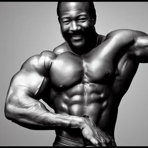 Prompt: marvin gaye with a physique of a body builder, hyper realistic, ultra detailed, cinematic, dynamic lighting, photorealistic, refined, intricate, digital art, digital painting, masterpiece, 8k,