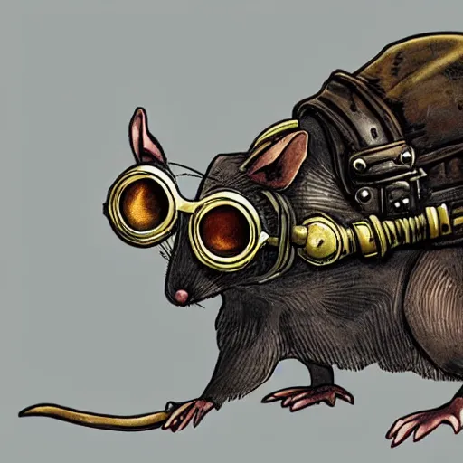 Image similar to a rat with steampunk googles, from Magic the gathering
