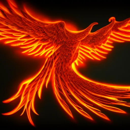 Prompt: phoenix made of lava, glowing from inside, in the luminous sky, hyperrealistic, highly detailed, 1 6 k, high quality, diffuse light, intricate, digital painting, trending in artstation, smooth marble surfaces, volumetric light, cinematic