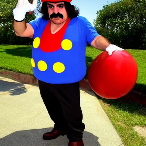 Image similar to ron jeremy as mario from super mario bro.