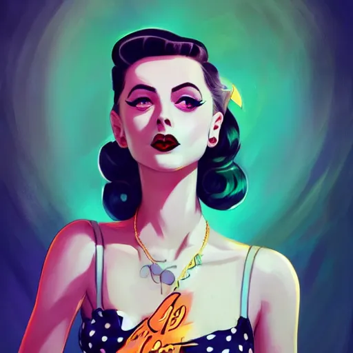 Image similar to a portrait of a beautiful willa holland as a 1 9 5 0 s rockabilly greaser, art by lois van baarle and loish and ross tran and rossdraws and sam yang and samdoesarts and artgerm, digital art, highly detailed, intricate, sharp focus, trending on artstation hq, deviantart, unreal engine 5, 4 k uhd image