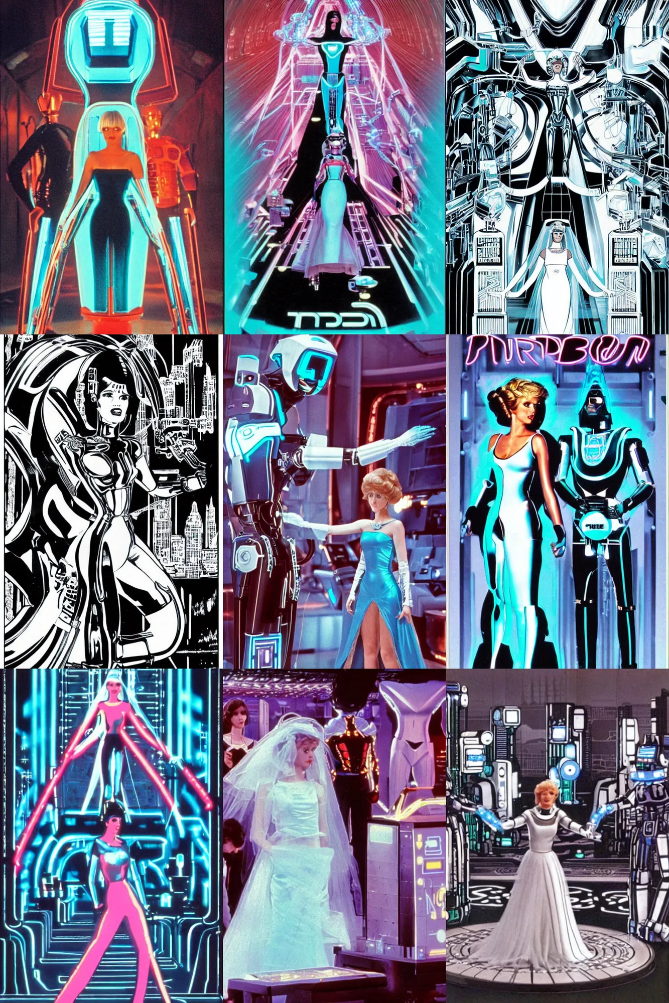 Prompt: bride of pinbot in tron 1982