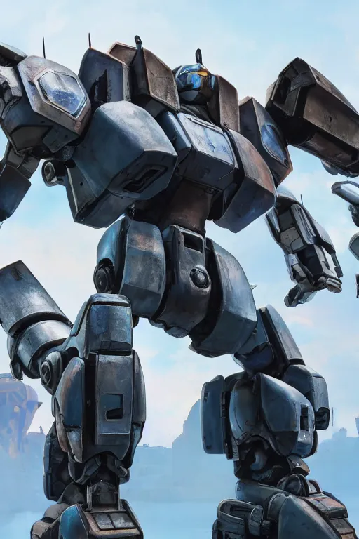 Image similar to mechwarrior 5 : mercenaries mech megaman transformer robot boss tank engine game octane render, 4 k, hd 2 0 2 2 3 d cgi rtx hdr style chrome reflexion glow fanart, global illumination ray tracing hdr fanart arstation by ian pesty by jesper ejsing pixar and disney unreal zbrush central hardmesh